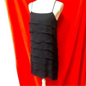 Nili Lotan tiered silk minidress spaghetti strap black size small